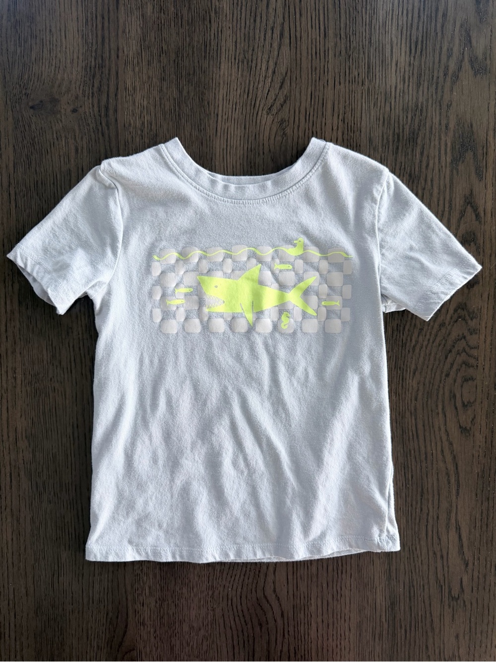 Cat & Jack Gray 5T Tee with Neon Yellow Shark Graphic